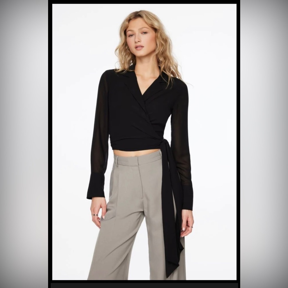 Beautiful Black Wrap Blouse